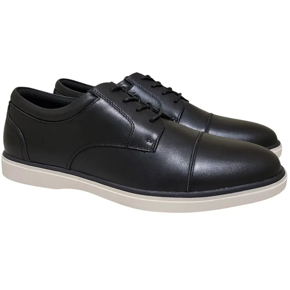 Alfani Men Dayvid Casual Cap Toe Derby Oxfords Size US 10.5M Black Leather